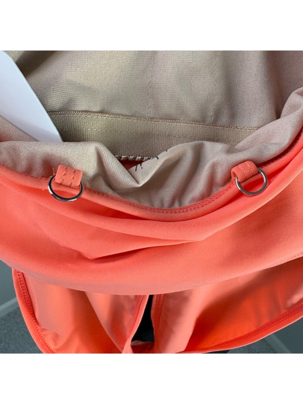Kortni Jeane Halter Swimsuit Bikini Top only Small Tie Front Orange New Tags - Picture 5 of 7